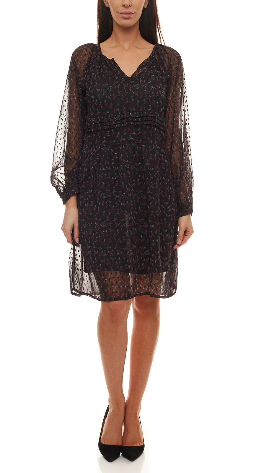 Aniston Selected Midi-Kleid Modisches Damen Freizeit-Kleid Mit Süßem Blümchenprint Schwarz 1 Aniston Selected Midi-Kleid Modisches Damen Freizeit-Kleid Mit Süßem Blümchenprint Schwarz