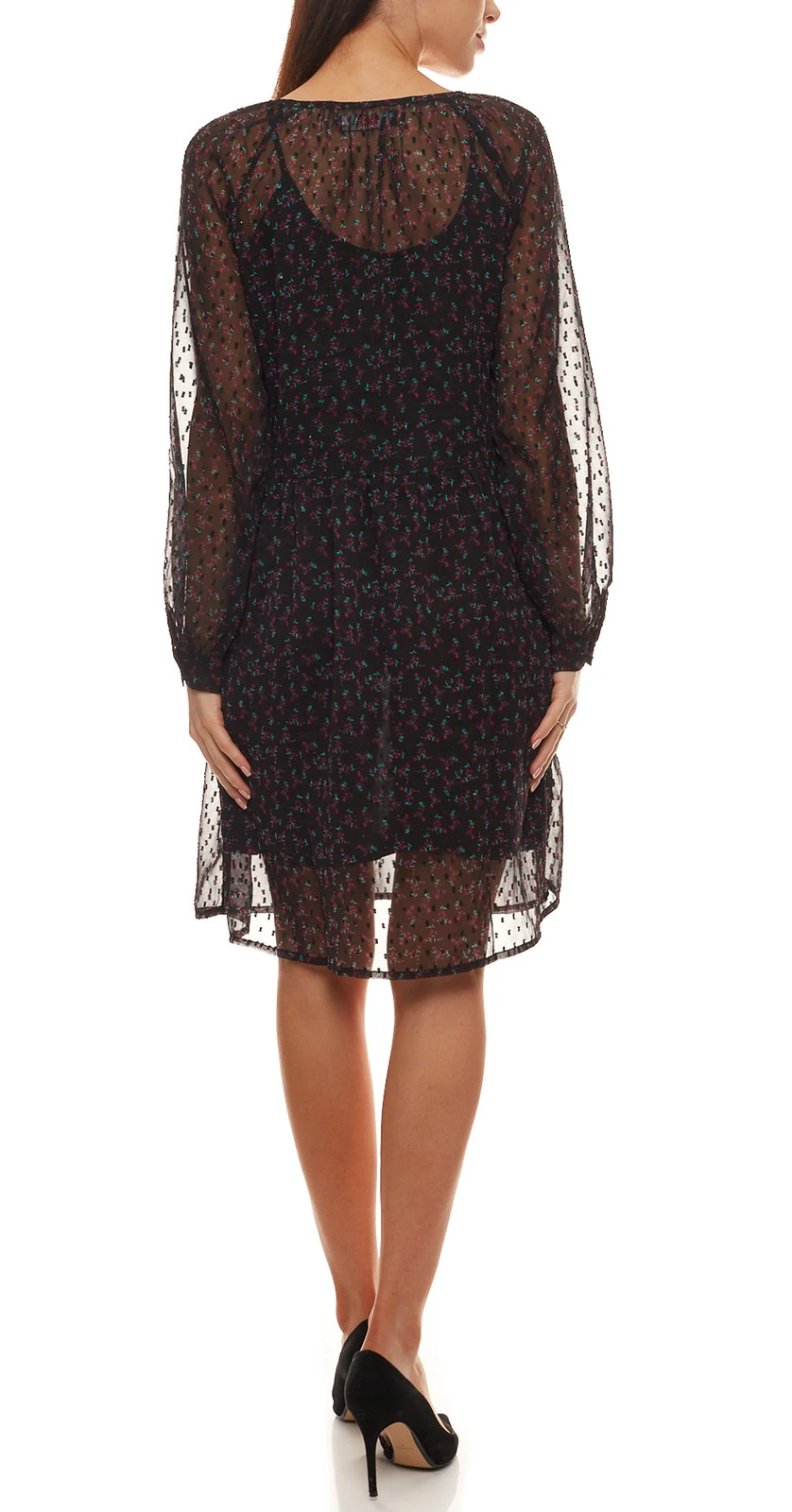 Aniston Selected Midi-Kleid Modisches Damen Freizeit-Kleid Mit Süßem Blümchenprint Schwarz 4 Aniston Selected Midi-Kleid Modisches Damen Freizeit-Kleid Mit Süßem Blümchenprint Schwarz – Bild 4