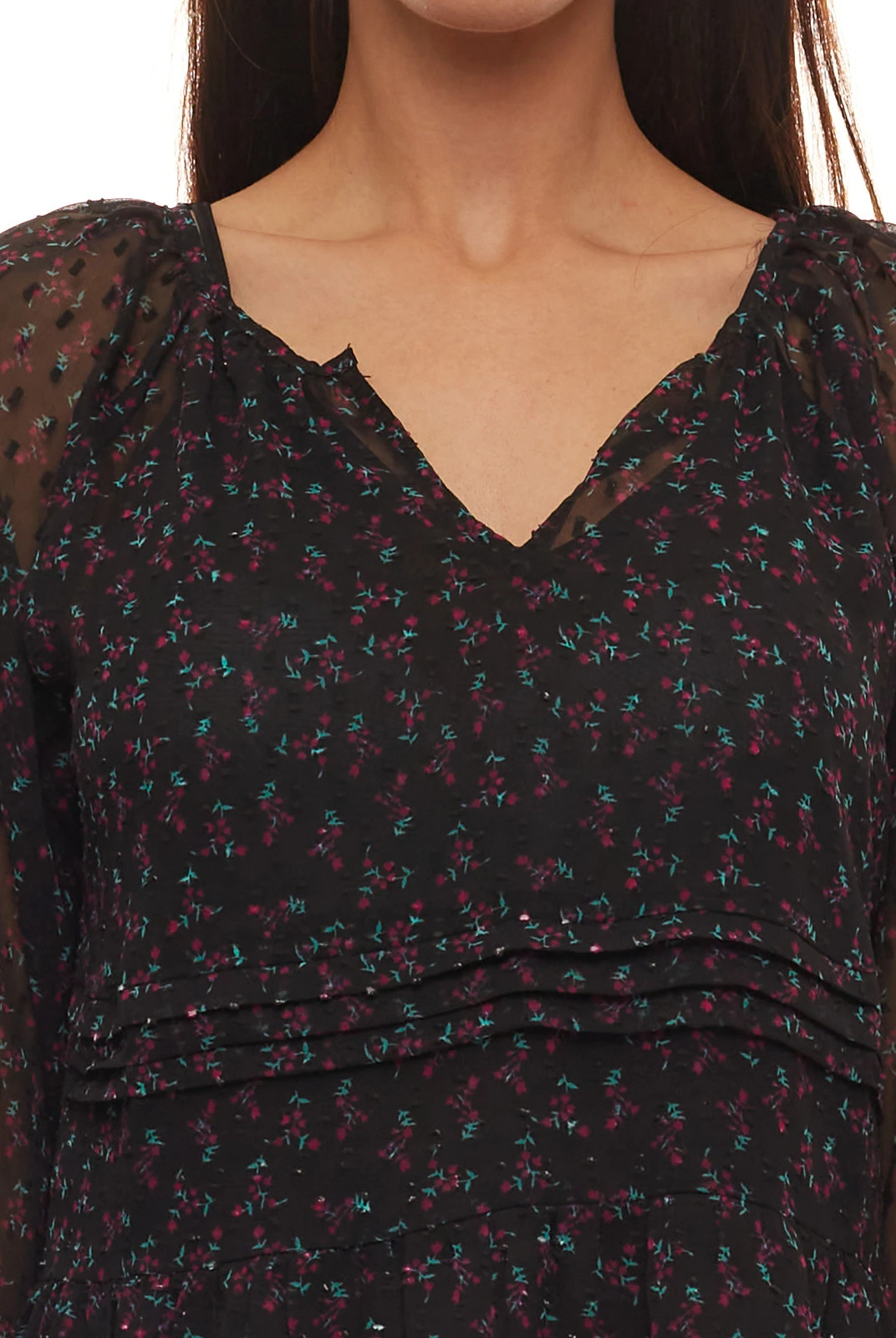 Aniston Selected Midi-Kleid Modisches Damen Freizeit-Kleid Mit Süßem Blümchenprint Schwarz 2 Aniston Selected Midi-Kleid Modisches Damen Freizeit-Kleid Mit Süßem Blümchenprint Schwarz – Bild 2