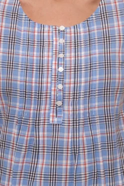 Cheer Karo-Bluse Lockeres Damen Blusen-Top Mit Biesenverzierung Blusen-Shirt Blau -Mode Reich Geschaft 74979011 1