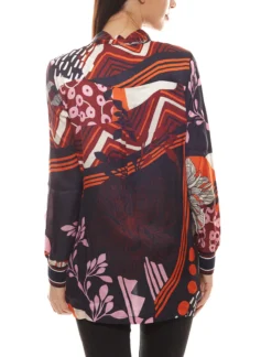 Laurél Bluse Stylische Damen Langarm-Bluse In Retromuster Und Kragen Mit Bindeband Bunt -Mode Reich Geschaft 75075944 1