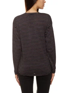 Le Temps Des Cerises Pamela Longsleeve-Bluse Gestreiftes Damen Herbst-Shirt Im Glitzerdesign Schwarz -Mode Reich Geschaft 75378748 2