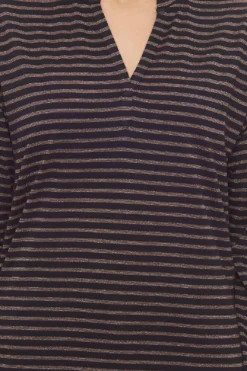 Le Temps Des Cerises Pamela Longsleeve-Bluse Gestreiftes Damen Herbst-Shirt Im Glitzerdesign Schwarz -Mode Reich Geschaft 75378748 3