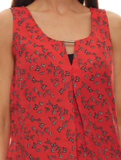 Cheer Blusentop Schöne Damen Sommer-Bluse Mit Schmetterlingen Rot -Mode Reich Geschaft 77276820 2