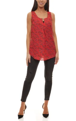 Cheer Blusentop Schöne Damen Sommer-Bluse Mit Schmetterlingen Rot