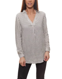 Mavi Jeans Schlupf-Bluse Elegante Damen Long-Bluse Im Tunika-Stil Weiß