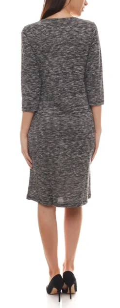 BOYSEN´S Strick-Kleid Knieumspielendes Damen Freizeit-Kleid Mit 3/4-Ärmeln Grau Meliert -Mode Reich Geschaft 810854 2
