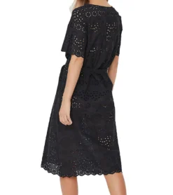 VERO MODA Karolin Kleid Verspieltes Damen Midi-Kleid Mit Lochspitze Aus Bio Baumwolle Schwarz -Mode Reich Geschaft 82315241 1
