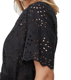 VERO MODA Karolin Kleid Verspieltes Damen Midi-Kleid Mit Lochspitze Aus Bio Baumwolle Schwarz -Mode Reich Geschaft 82315241 2