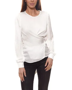 Herrlicher Dilja Seiden-Bluse Trageangenehme Damen Langarm-Bluse Weiß