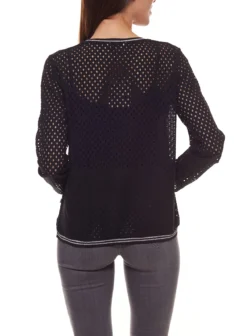 Herrlicher Lavia Langarm-Shirt Durchsichtiges Damen Netz-Shirt Schwarz -Mode Reich Geschaft 8244 N8104 11Black 3