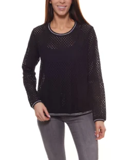 Herrlicher Lavia Langarm-Shirt Durchsichtiges Damen Netz-Shirt Schwarz