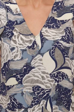 ONLY Beatrice Life V-Neck Shirt Florales Damen Blusen-Shirt Blau -Mode Reich Geschaft 82701432 4