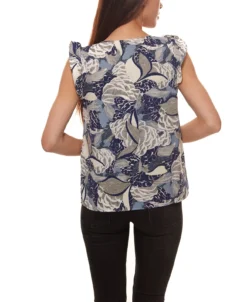ONLY Beatrice Life V-Neck Shirt Florales Damen Blusen-Shirt Blau -Mode Reich Geschaft 82701432 7