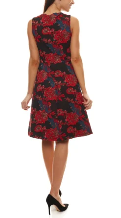 Aniston SELECTED Jersey-Kleid Geblümtes Damen Midi-Kleid Im Jacquard-Look Rot-Schwarz -Mode Reich Geschaft 87916566 2