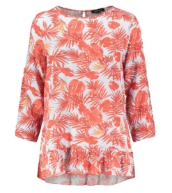 Katestorm 3/4-Arm-Bluse Zartes Damen Shirt Mit Volantbesatz Rot -Mode Reich Geschaft 893 111303 Rot