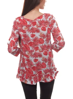 Katestorm 3/4-Arm-Bluse Zartes Damen Shirt Mit Volantbesatz Rot -Mode Reich Geschaft 893 111303 Rot 3