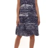 Jake*s Mini-Kleid Schickes Damen Freizeit-Kleid Mit Allovermuster Marine/Weiß