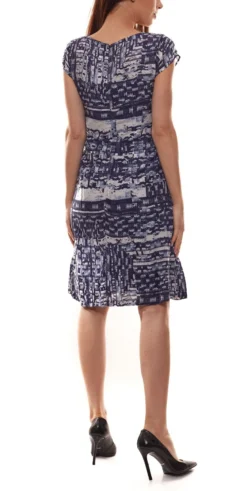 Jake*s Mini-Kleid Schickes Damen Freizeit-Kleid Mit Allovermuster Marine/Weiß -Mode Reich Geschaft 9210873 Blau 5