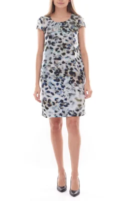 Jake*s Frühlings-Kleid Modernes Damen Mini-Kleid Mit Allover-Animal-Print Beige