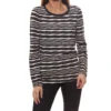 Jake*s Longsleeve Modisches Damen Stretch-Shirt Mit Allover-Wellenmuster Schwarz/Weiß