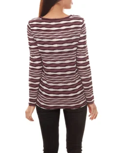 Jake*s Stretch-Shirt Coole Damen Longsleeve Mit Allover-Wellenmuster Rot/Weiß -Mode Reich Geschaft 9334331 Rot 5