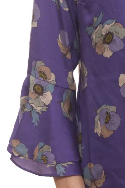 GUIDO MARIA KRETSCHMER Volant-Bluse Geblümte Damen Trend-Bluse Mit V-Ausschnitt Lila -Mode Reich Geschaft 94559954 2