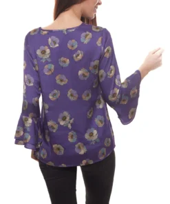 GUIDO MARIA KRETSCHMER Volant-Bluse Geblümte Damen Trend-Bluse Mit V-Ausschnitt Lila -Mode Reich Geschaft 94559954 4