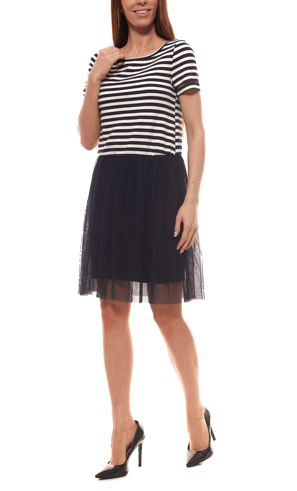 ONLY Sommer-Kleid Schickes Damen Freizeit-Kleid Mit Streifenmuster Blau/Weiß 2 ONLY Sommer-Kleid Schickes Damen Freizeit-Kleid Mit Streifenmuster Blau/Weiß – Bild 2