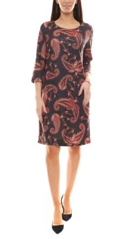 Aniston CASUAL Kleid Modisches Damen Ausgeh-Kleid Im Paisley-Style Schwarz