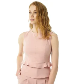 AUDEN CAVILL Damen Blusen-Top Shirt Mit Rundkragen AC19S SHTW4509 Altrosa