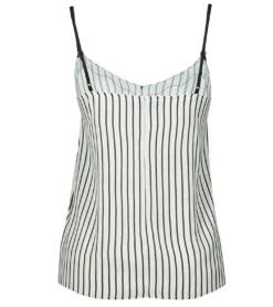 AUDEN CAVILL Begonia Damen Bluse Spaghetti-Top Mit Spitze AC19S SHTW4511 V1800 Weiß/Schwarz Gestreift -Mode Reich Geschaft AC19S SHTW4511 V1800 BLACK