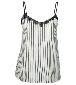 AUDEN CAVILL Begonia Damen Bluse Spaghetti-Top Mit Spitze AC19S SHTW4511 V1800 Weiß/Schwarz Gestreift -Mode Reich Geschaft AC19S SHTW4511 V1800 BLACK 1