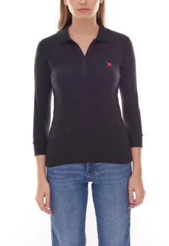 AUDEN CAVILL Damen Polo-Hemd Langarm Freizeit-Shirt Pia Schwarz