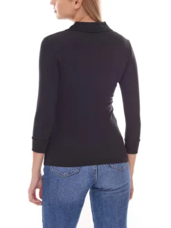 AUDEN CAVILL Damen Polo-Hemd Langarm Freizeit-Shirt Pia Schwarz -Mode Reich Geschaft AC20W PLW10008 BLACK PIA 6