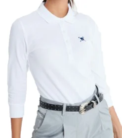 AUDEN CAVILL Pia Damen Polo-Hemd Langarm Weiß