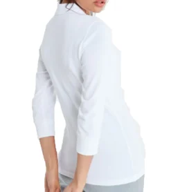 AUDEN CAVILL Pia Damen Polo-Hemd Langarm Weiß -Mode Reich Geschaft AC20W PLW10008 V0001 WHITE PIA 2