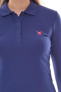 AUDEN CAVILL Pia Damen Polo-Hemd Langarm Dunkelblau -Mode Reich Geschaft AC20W PLW10008 V1944 PIA 7