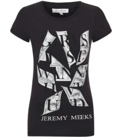 JEREMY MEEKS Damen Kurzarm-Shirt Agazio Girls Just Wanna Have Funds Schwarz -Mode Reich Geschaft AGAZIO 20S JMW2016 Black 3