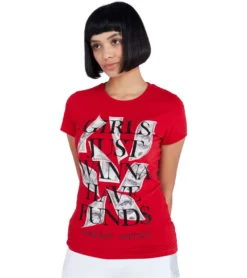 JEREMY MEEKS Damen Freizeit-Shirt Agazio Girls Just Wanna Have Funds Rot