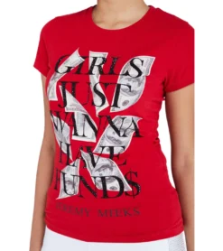 JEREMY MEEKS Damen Freizeit-Shirt Agazio Girls Just Wanna Have Funds Rot -Mode Reich Geschaft AGAZIO 20S JMW2016 Red 5