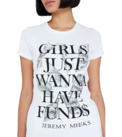 JEREMY MEEKS Damen Sommer-Shirt Agazio Girls Just Wanna Have Funds Weiß -Mode Reich Geschaft AGAZIO 20S JMW2016 White 3