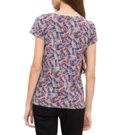 Pepe Jeans Odara Freizeit-T-Shirt Cooles Damen Sommer-Shirt Grau/Blau/Rot -Mode Reich Geschaft AL500318 0AA