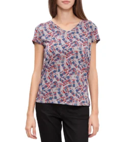 Pepe Jeans Odara Freizeit-T-Shirt Cooles Damen Sommer-Shirt Grau/Blau/Rot