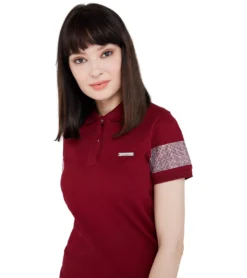 JEREMY MEEKS Damen Polo-Shirt T-Shirt Annamaria Mit Glitzersteinen An Den Ärmeln Bordeaux -Mode Reich Geschaft ANNAMARIA 20S JMW3002 Bordeaux