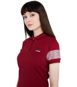 JEREMY MEEKS Damen Polo-Shirt T-Shirt Annamaria Mit Glitzersteinen An Den Ärmeln Bordeaux -Mode Reich Geschaft ANNAMARIA 20S JMW3002 Bordeaux 2