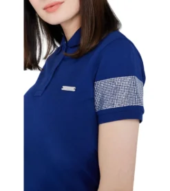 JEREMY MEEKS Damen Freizeit T-Shirt Polo-Shirt Mit Glitzersteinen An Den Ärmeln Annamaria Navy -Mode Reich Geschaft ANNAMARIA 20S JMW3002 Navy 3