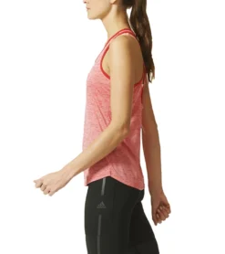 Adidas Keyhole Tank Trainings-Shirt Bequemes Damen Sport-Top Mit Climalite Rot -Mode Reich Geschaft AZ2599 3