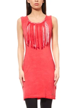 AjC Damen Mini Fransenkleid Freizeitkleid Rot -Mode Reich Geschaft AjC 433560
