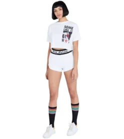 JEREMY MEEKS Damen Cropped-Shirt T-Shirt Some Like It Hot Bianca Weiß -Mode Reich Geschaft BIANCA 20S JMW2001 White